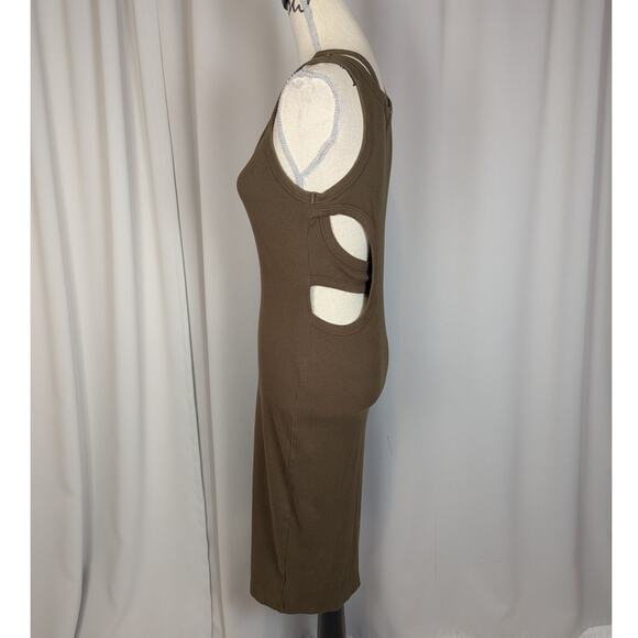 T.LA Ribbed Cutout Bodycon Midi Dress Brown Tank Style Size Small - Picture 15 of 16